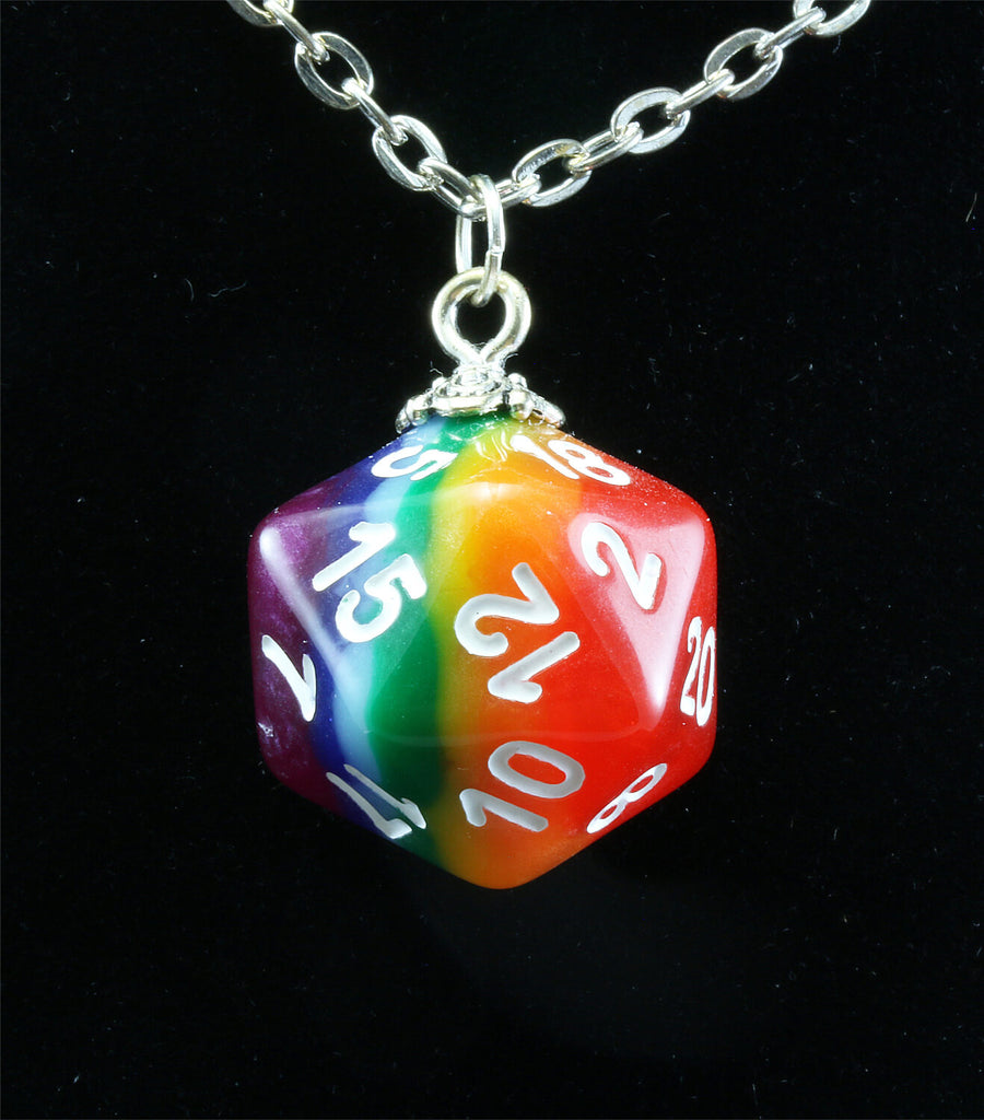 Rainbow D20 Necklace
