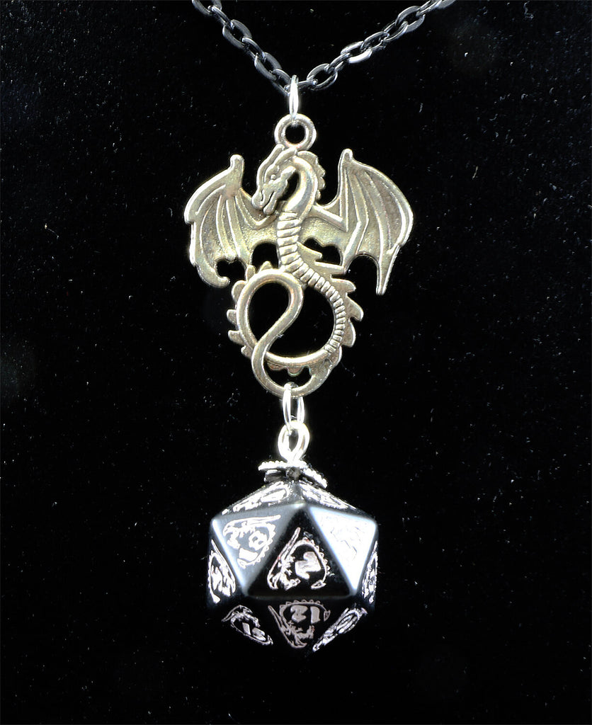 Dragon d20 Necklace Black