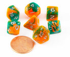 mini toxic dice orange green