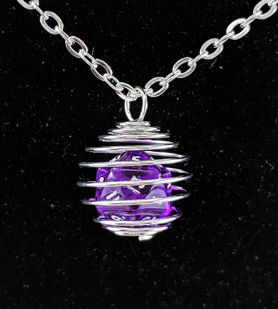 Mini Purple d20 necklace