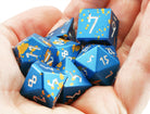 Aluminum D&D Dice Blue Gold 2