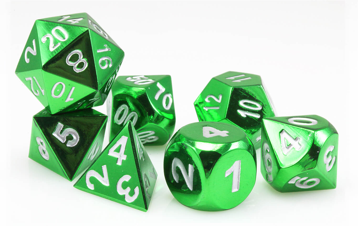 Aluminum dice electroplated green