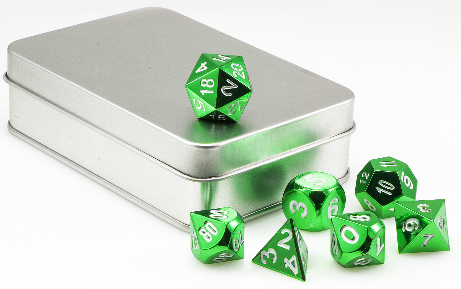 Aluminum dice electroplated green 3