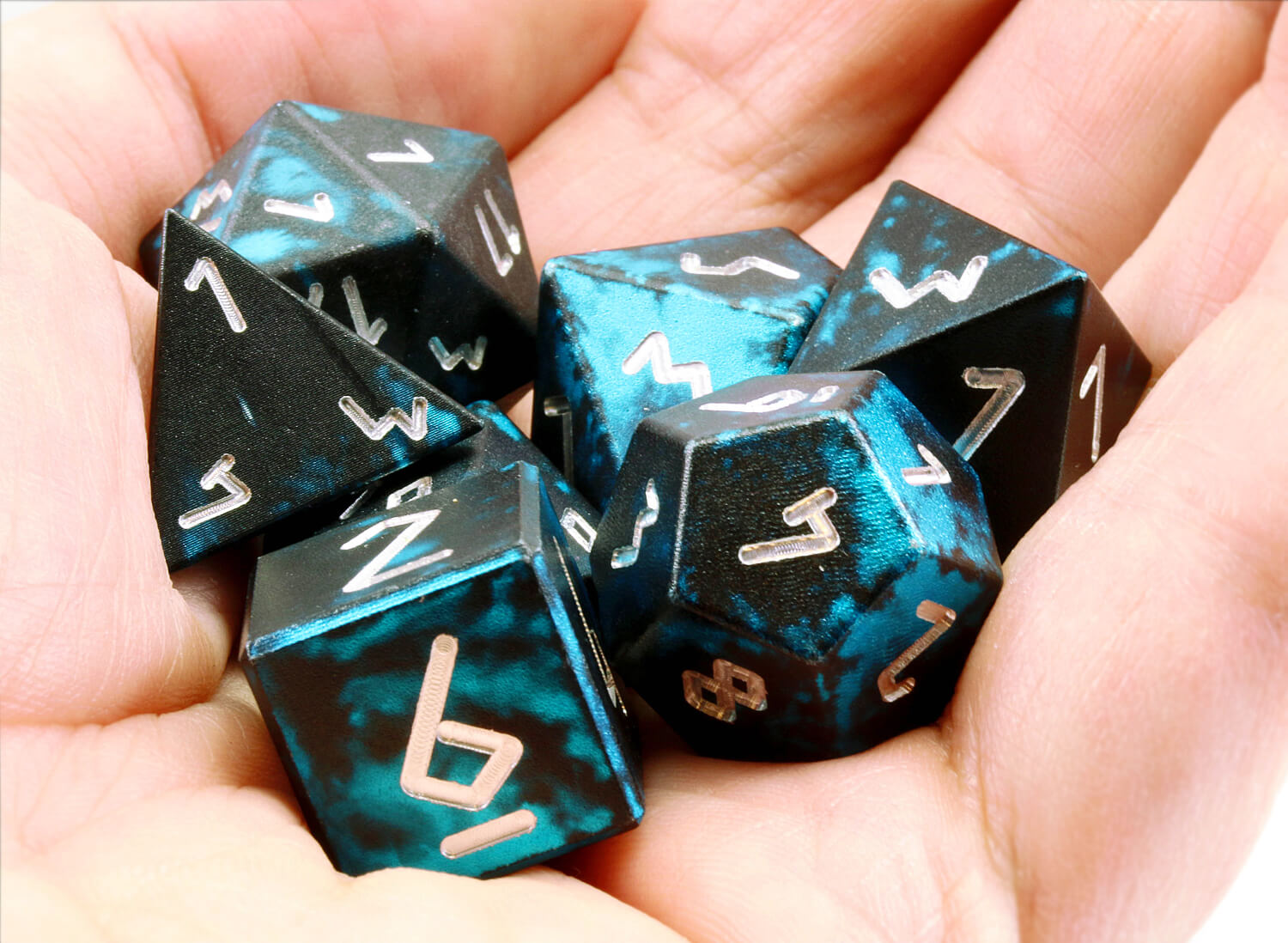 Aluminum D&D Dice Black Blue 2