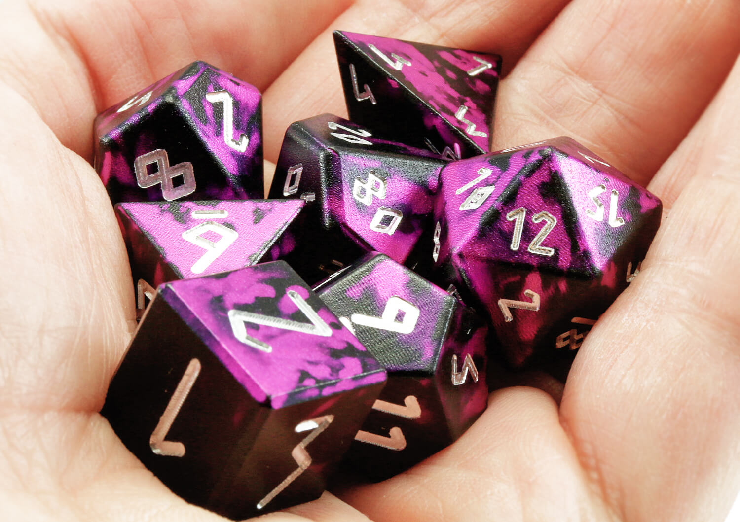 Aluminum D&D Dice Black Pink 2