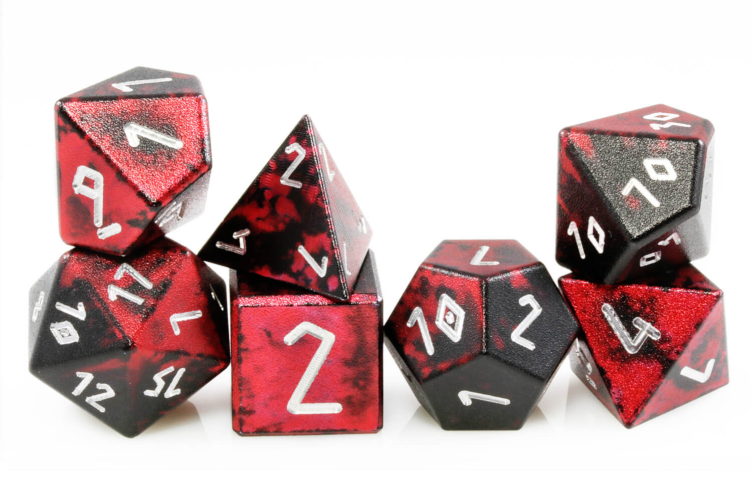 Aluminum Dice (Demon's Blood) 7-Pc Precision RPG Role Playing Game Dice Set