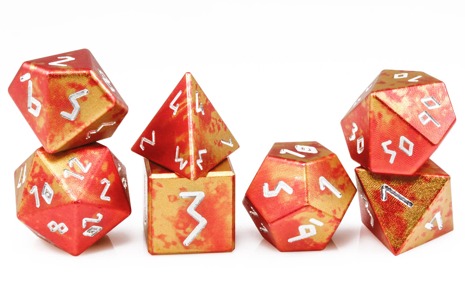 Aluminum D&D Dice Red Gold