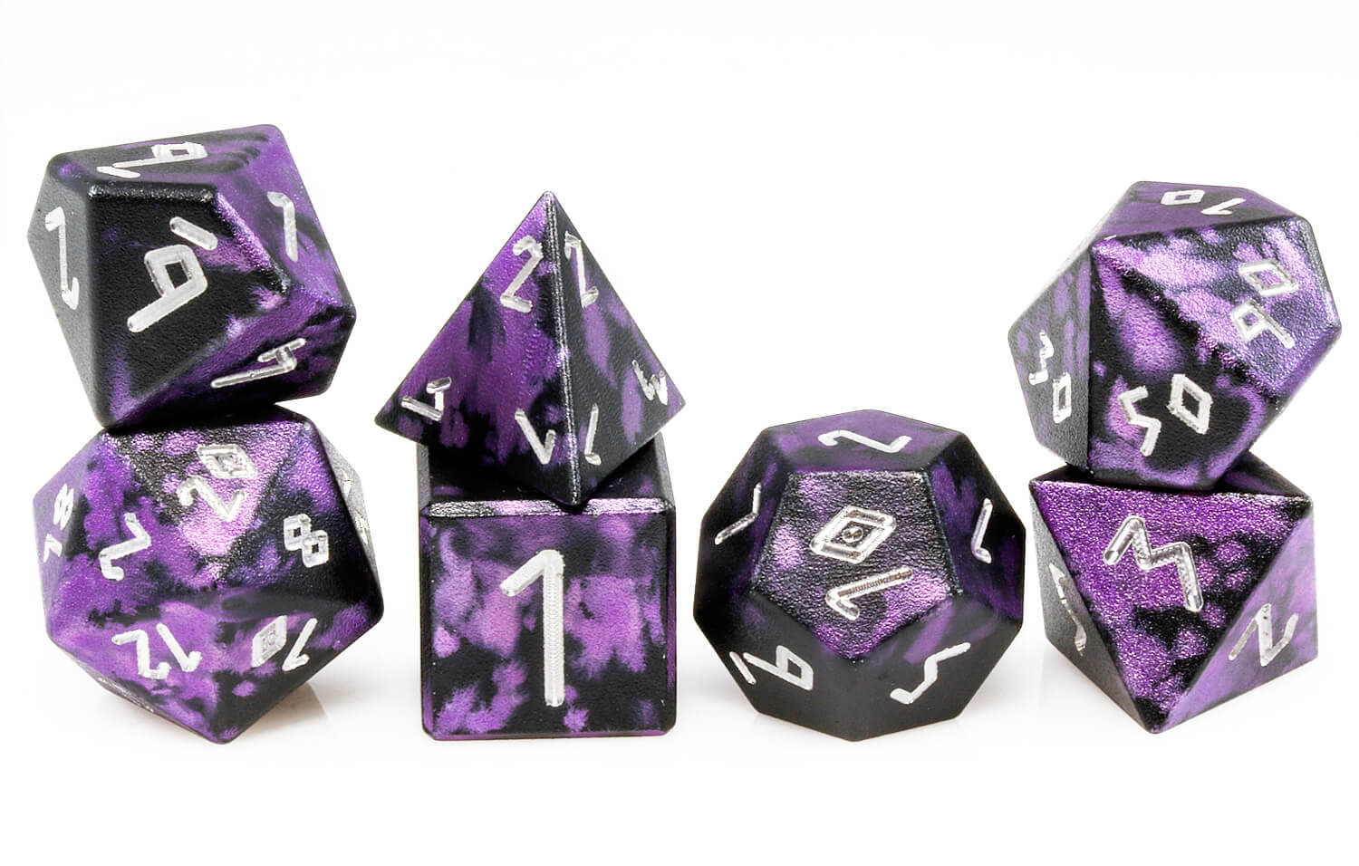 Aluminum D&D Dice Black Purple