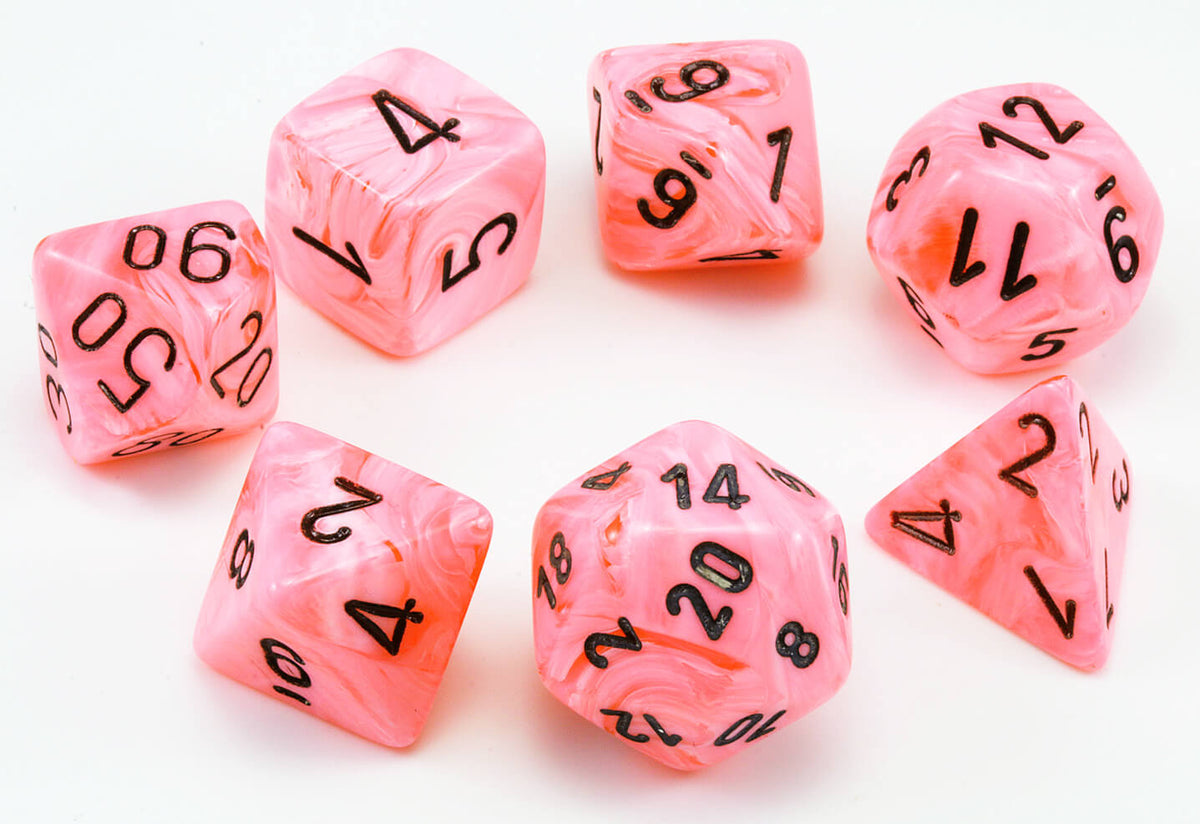 Labx Dice Chessex Lab Dice II (Vortex Snow Pink/Black) RPG Role Playing Game Dic ...