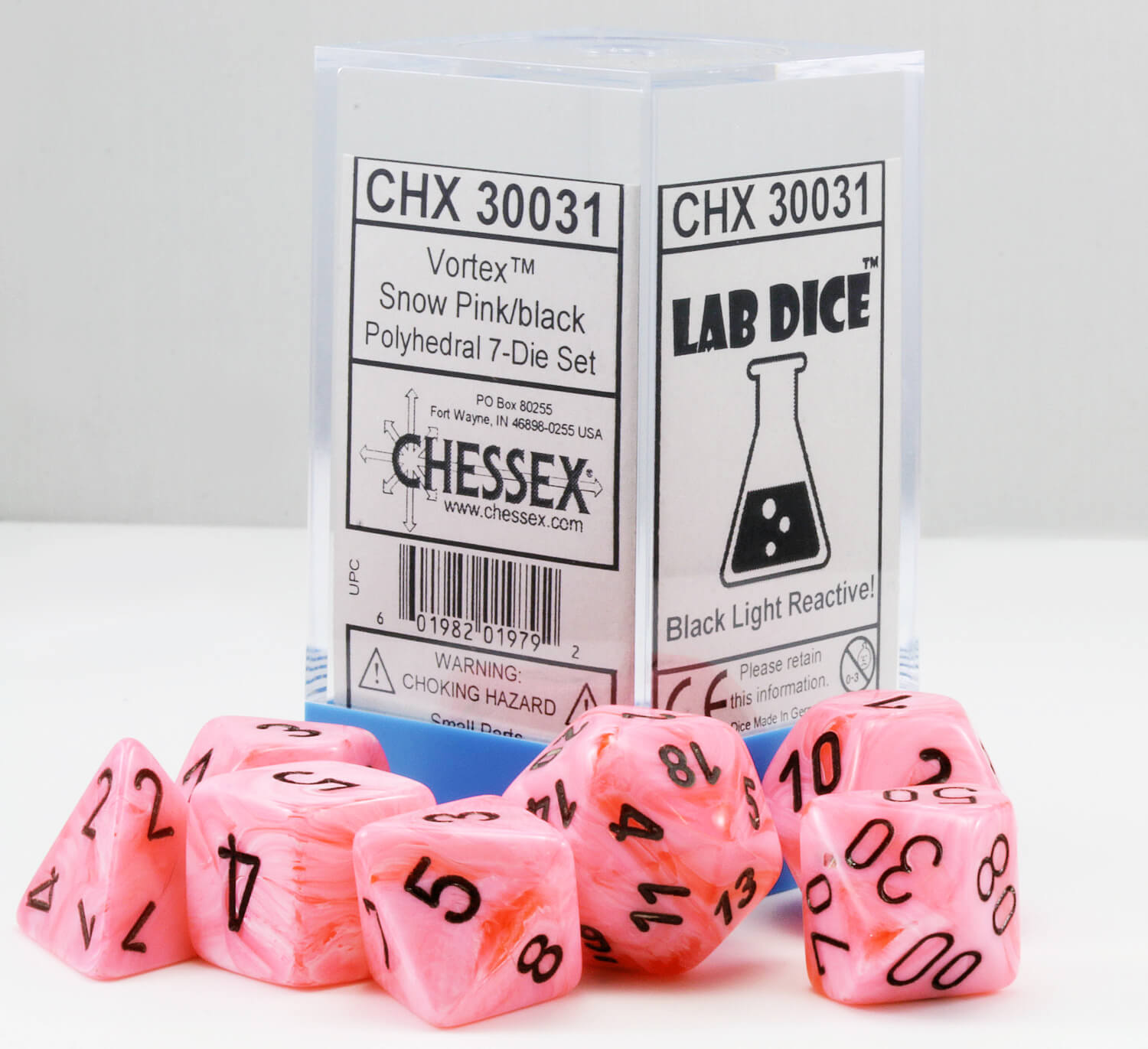 Chessex Lab Dice II Vortex Snow Pink 2