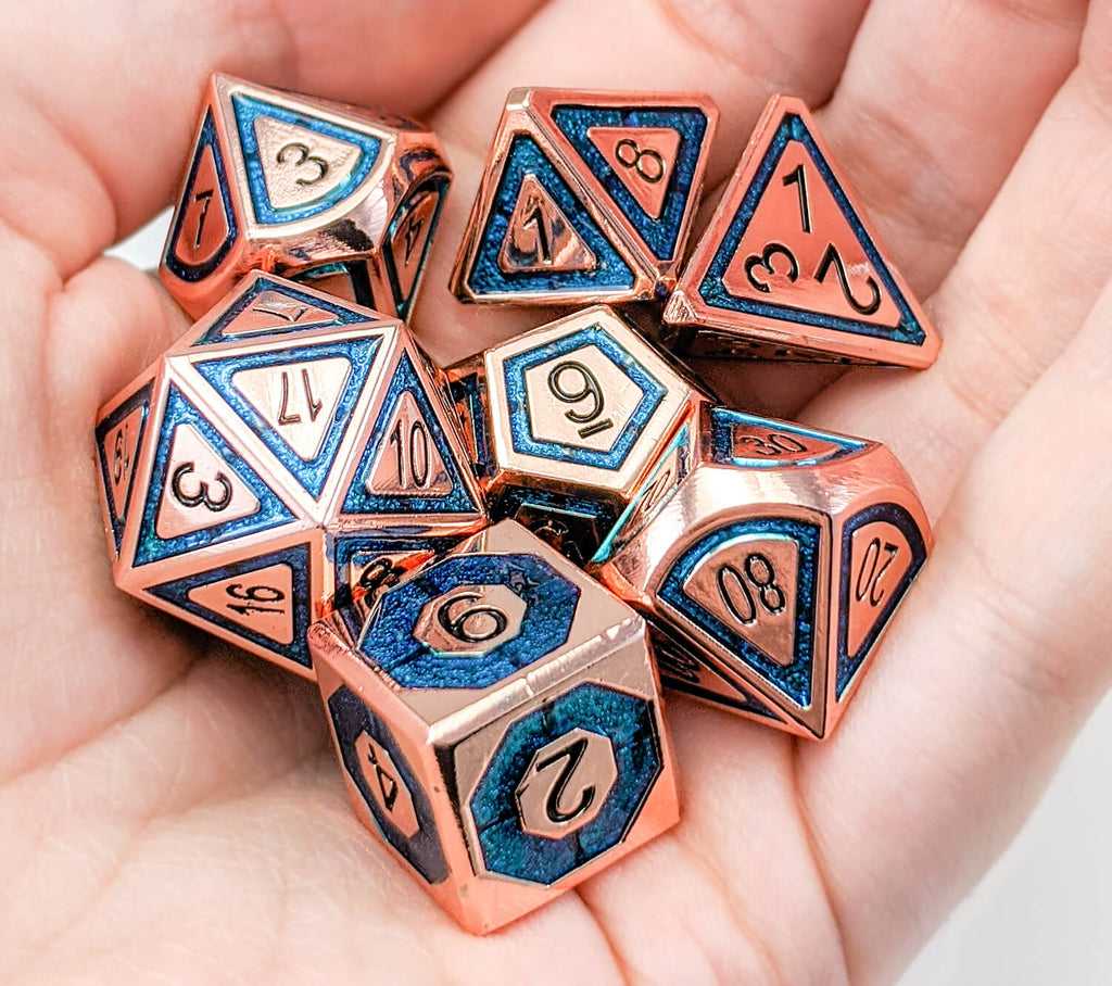 Metal Dice Assassin Copper and Teal 2