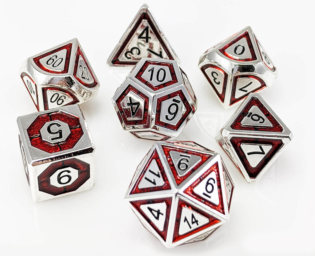 Metal Assassin Dice Silver Blood Red