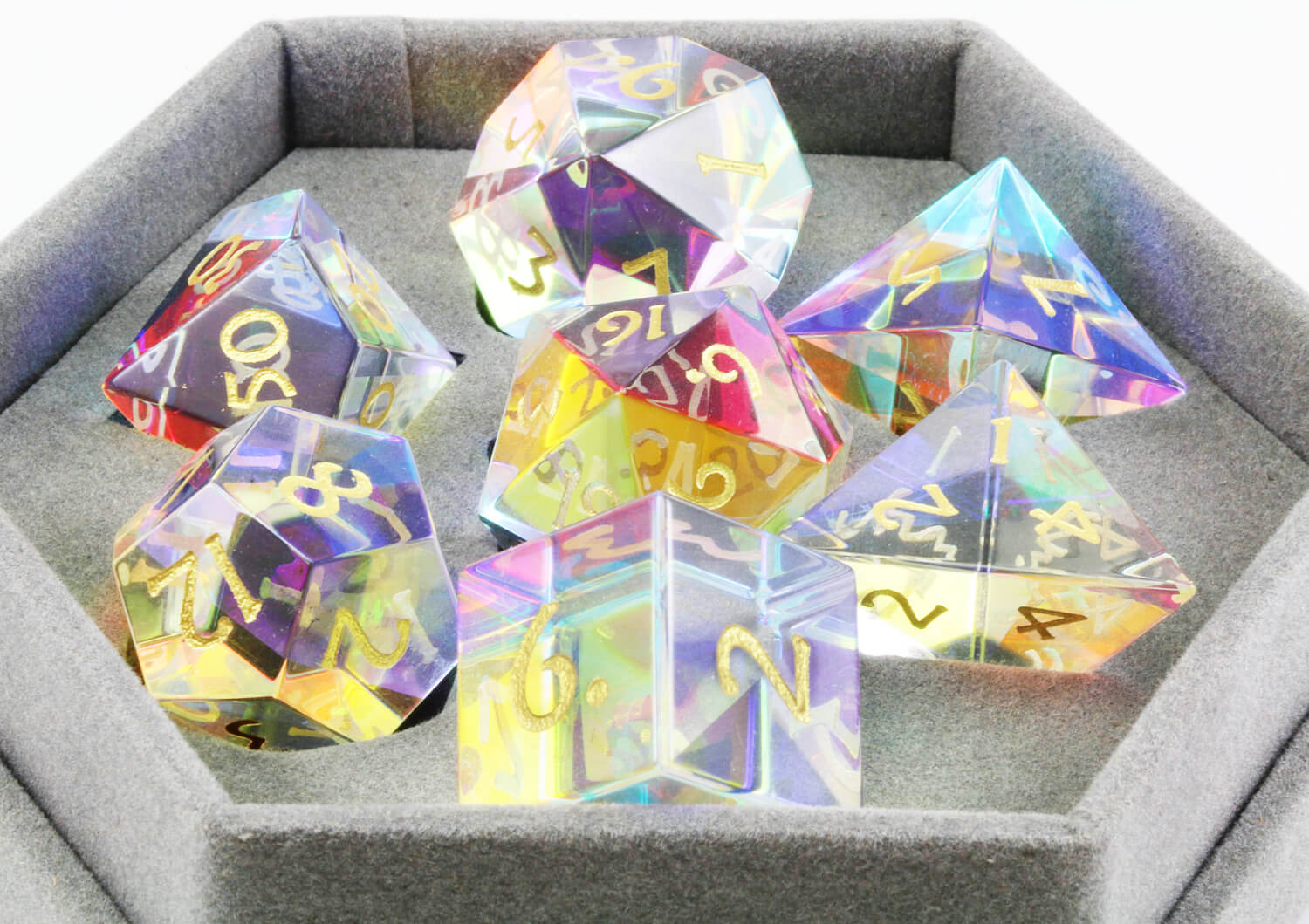 Dichroic Glass Dice Rainbow