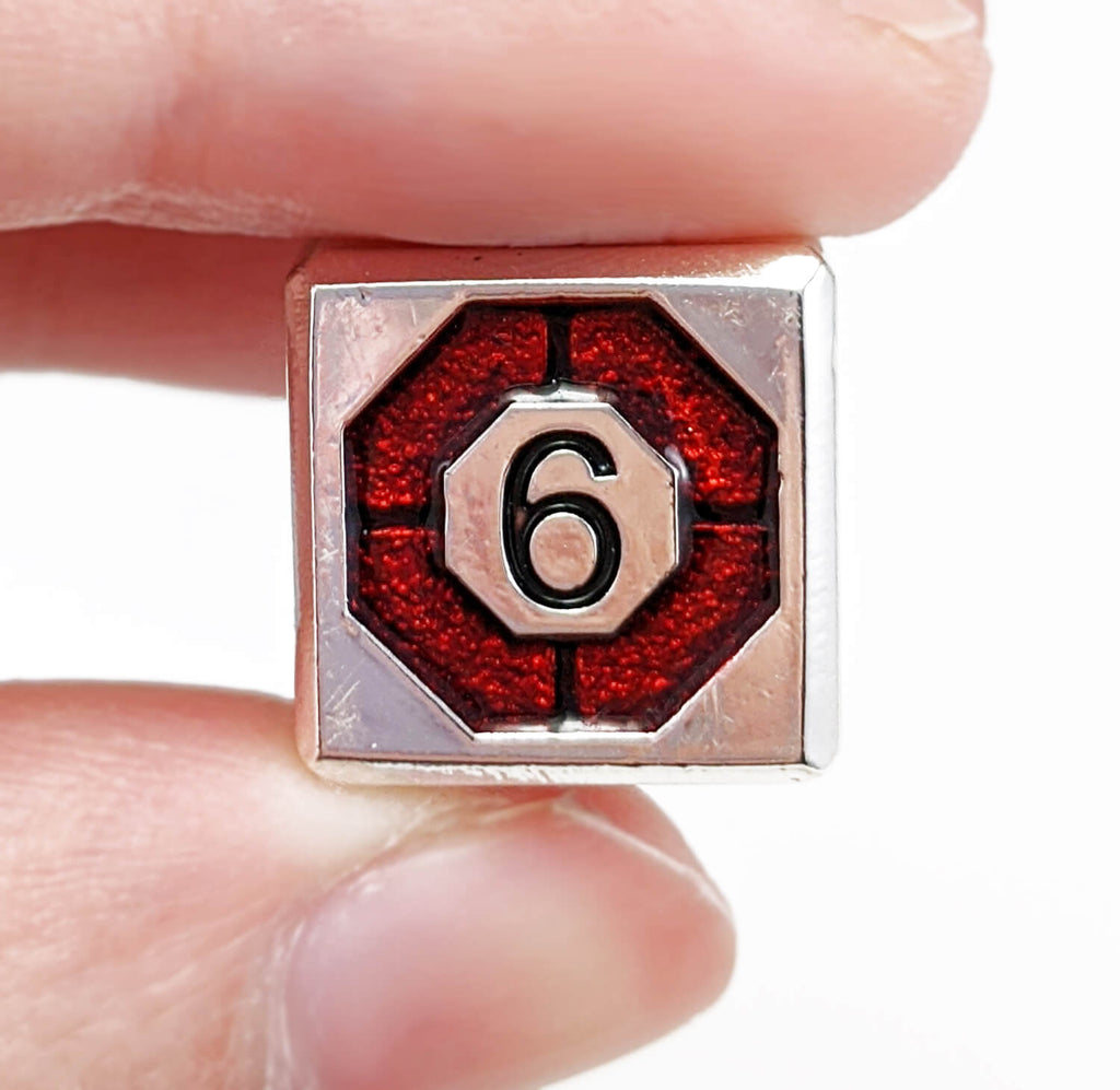 Metal Assassin Dice Silver Blood Red 3