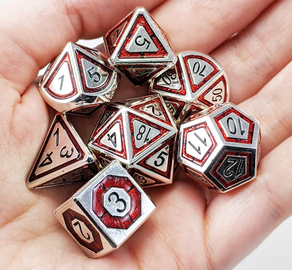 Metal Assassin Dice Silver Blood Red 2