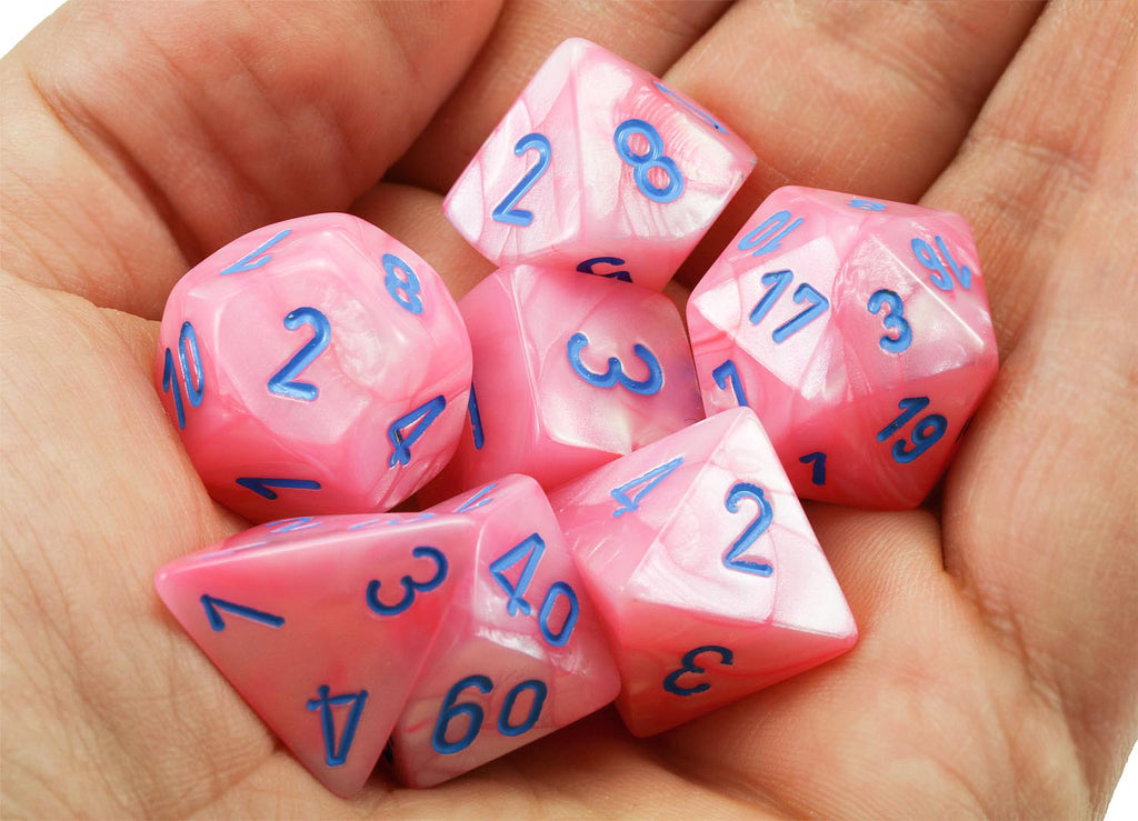 Pink and blue dice