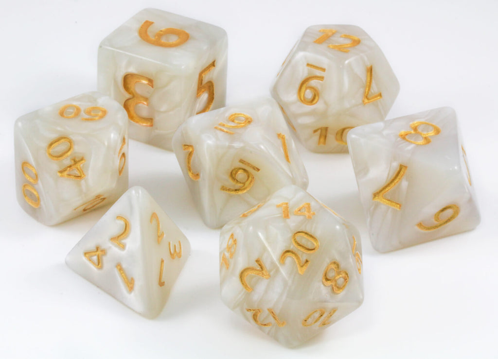 Giant RPG dice Pearl White
