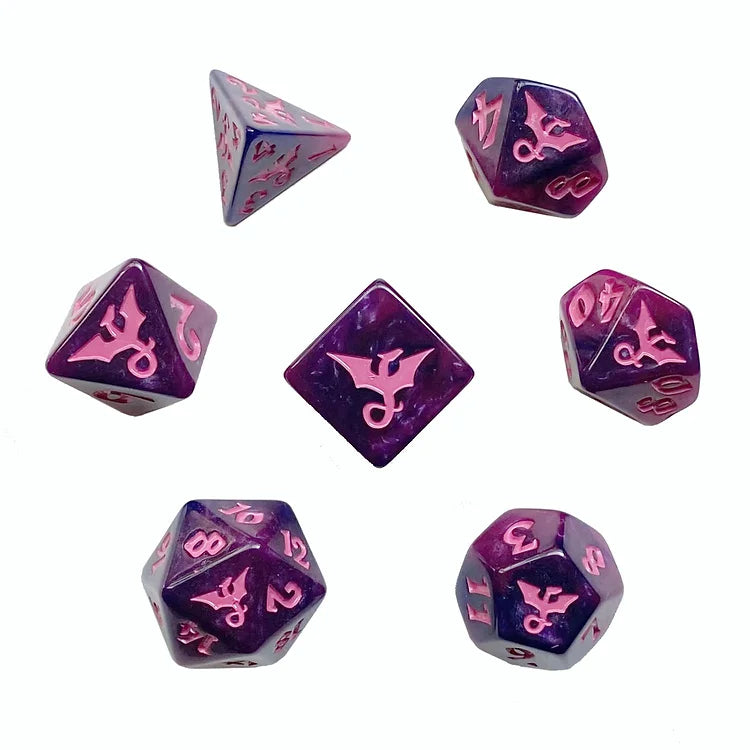 Pink Purple dnd dragon dice
