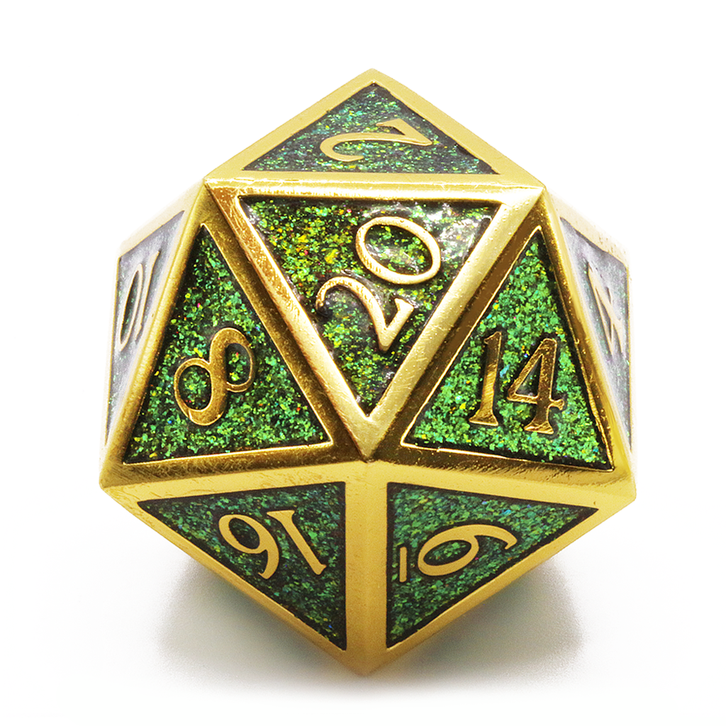 Enchanted Grove giant metal d20 dice by dark elf dice