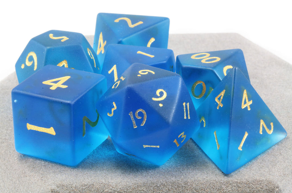 Frosted Blue Glass Dice 2