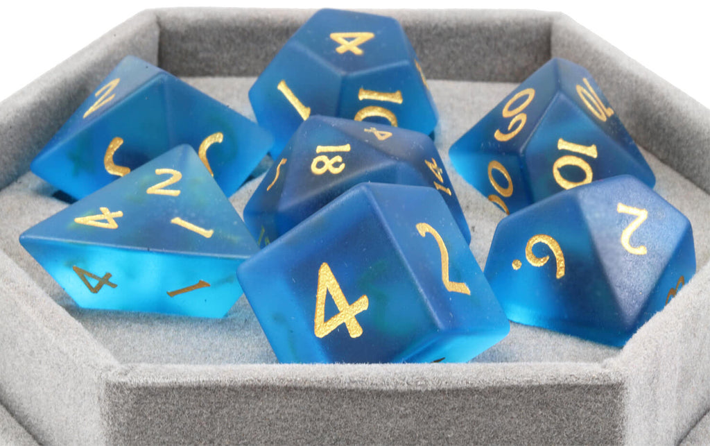 Frosted Blue Glass Dice