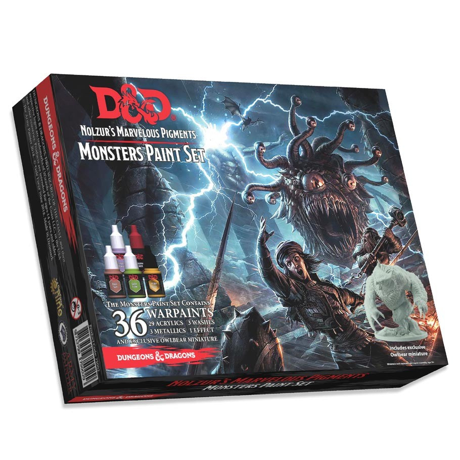 D&D Monsters Paint Set (36 Colors And Exclusive Owlbear Miniature) – Dark  Elf Dice