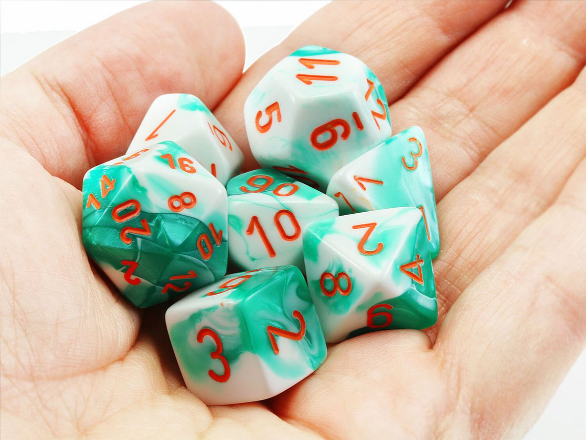 Labx Dice Chessex Lab Dice III (Gemini Mint Green And White) RPG Role Playing Ga ...