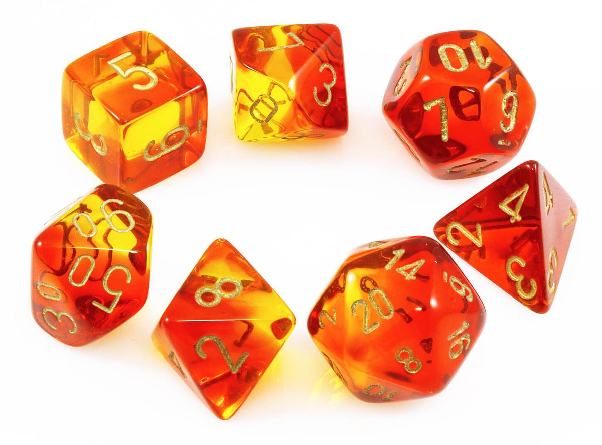 Chessex Lab Dice III (Gemini Red And Yellow, Translucent) RPG Dice Set ...