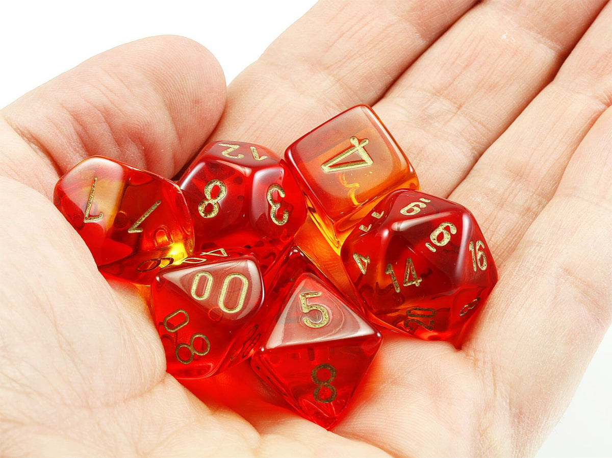 Labx Dice Chessex Lab Dice III (Gemini Red And Yellow, Translucent) RPG Dice Set ...