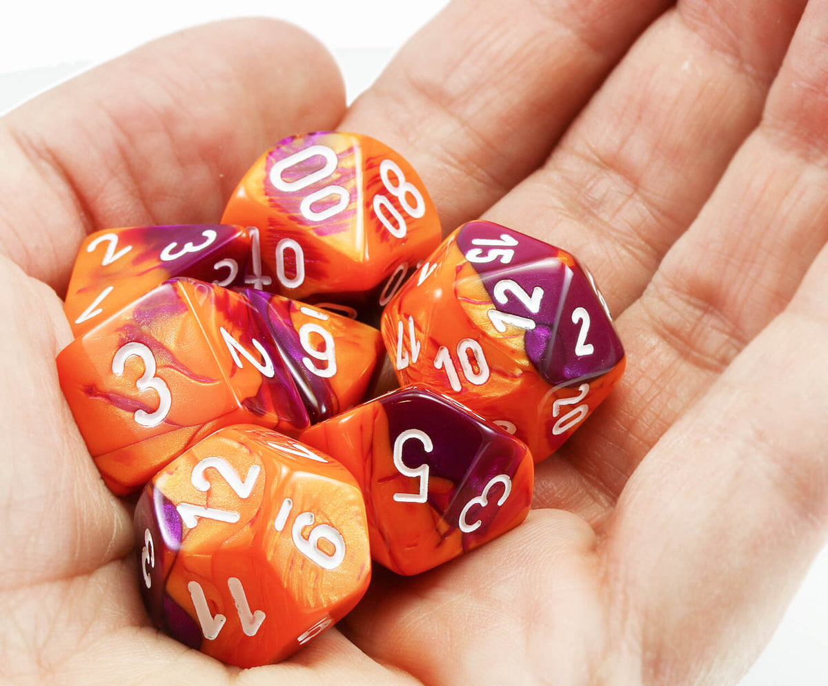 Labx Dice Chessex Lab Dice III (Gemini Orange And Purple) RPG Role Playing Game ...