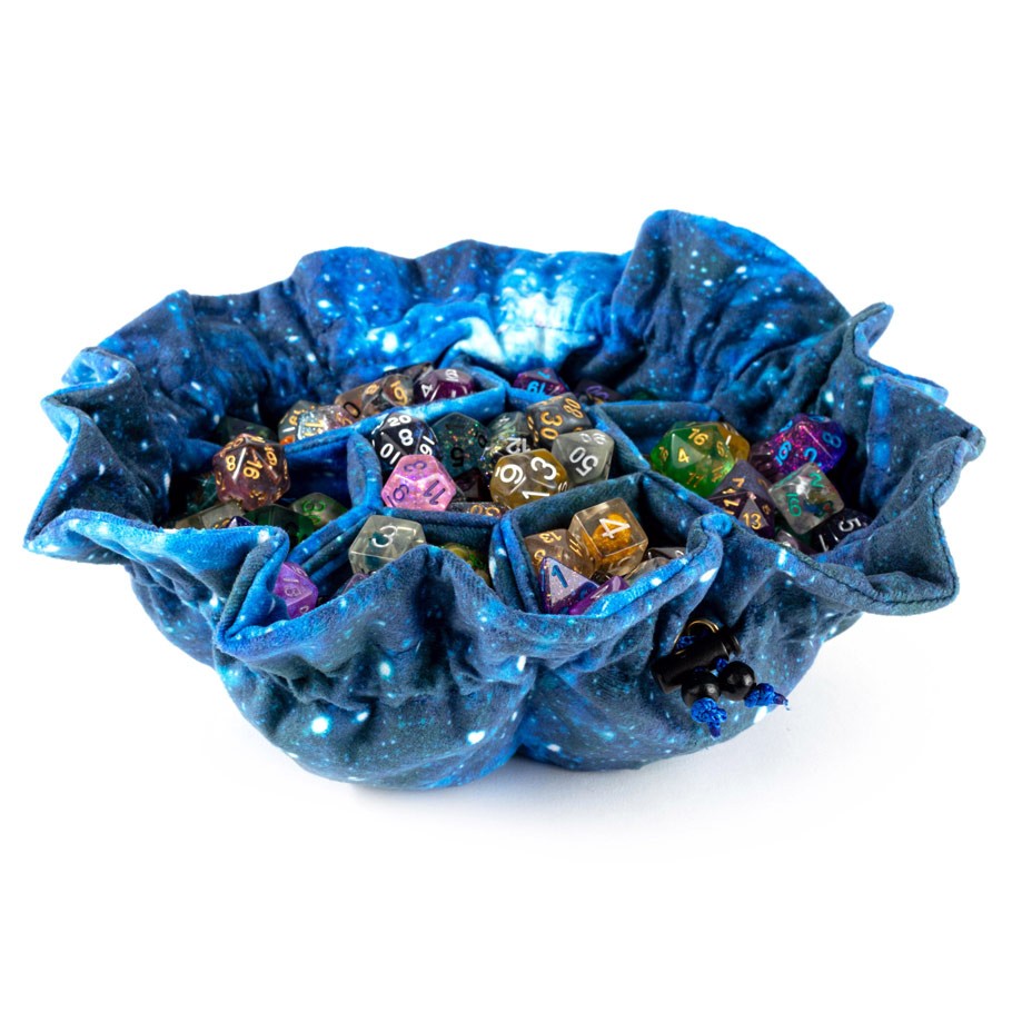 Blue DnD Dice Bag with Compartment Pockets