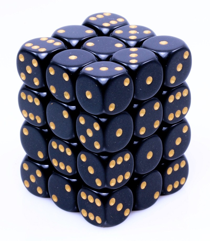 Mini d6 Dice Black Gold