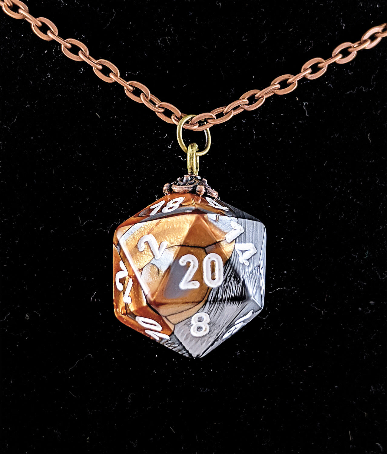 DnD Dice Necklace Gemini Copper Steel