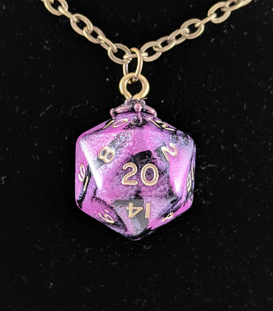 d20 Jewelry Neclace Toxic Pink Black