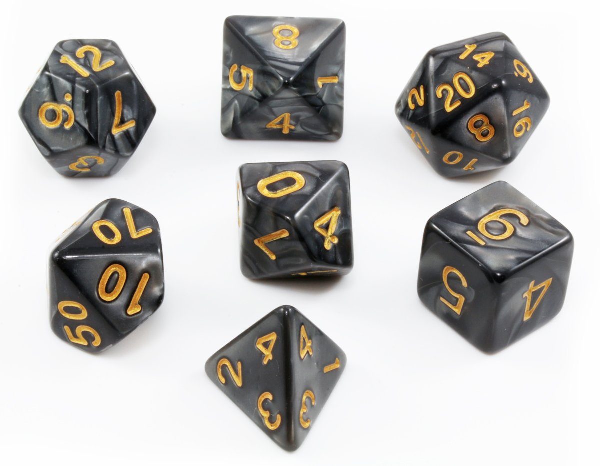 D&D Dice Pearl Black Gold