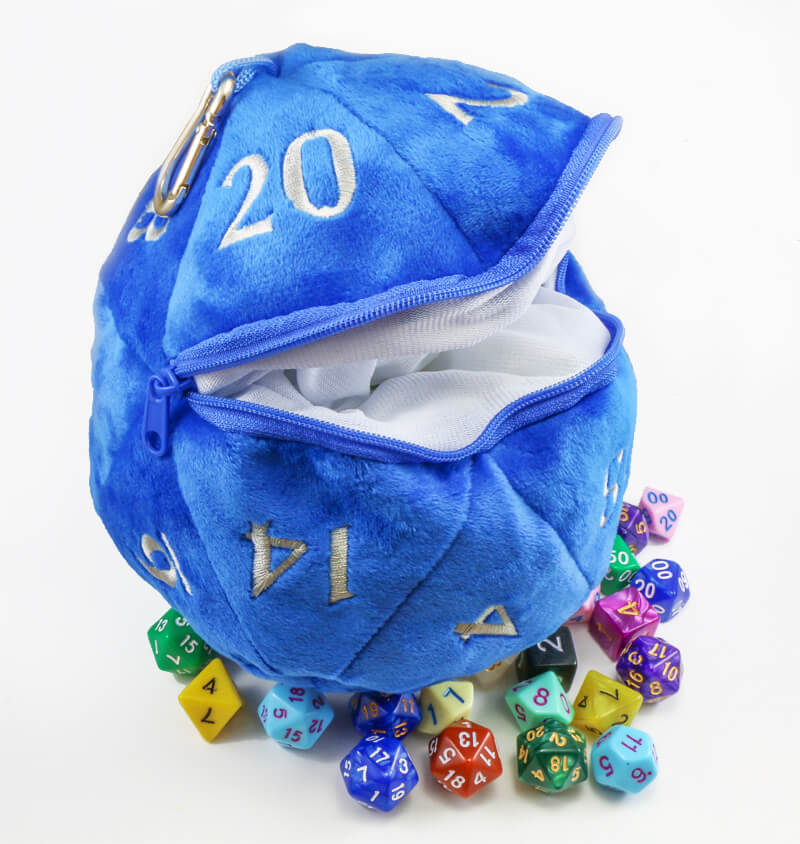 Plush d20 dice bag blue