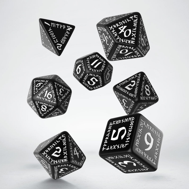 Runic Dice blac k and white by Q-Workshop
