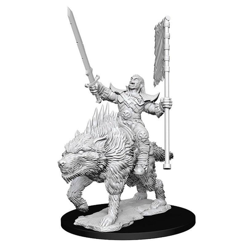 D&D Orc on Dire Wolf Miniature